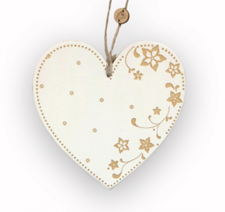 Suspension cœur en bois peint