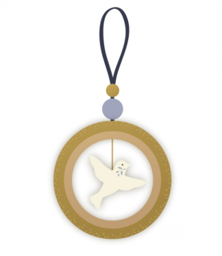 Suspension couronne dorée colombe