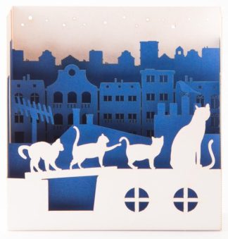 Carte double 3D "chat sur le toit"